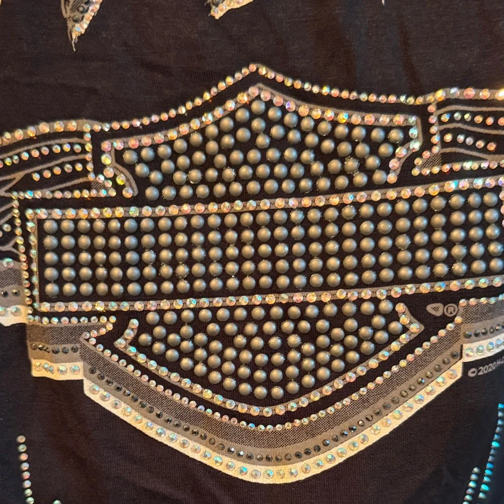 Harley-Davidson Black and Silver Embellished Long Sleeve Tee - Picture 3 of 5